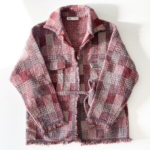 Zara Tweed Patchwork Belted Jacket